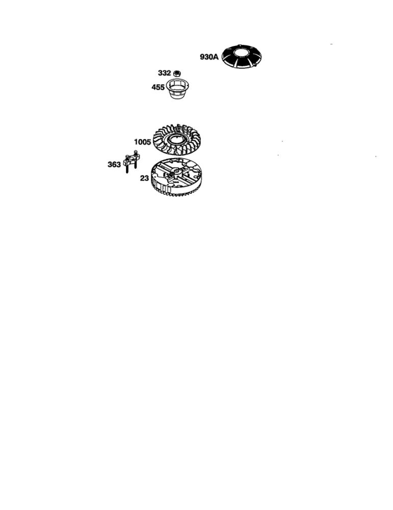 Flywheel Diagram and Parts List for 110600-110699 0112- 0114- 0117 Briggs and Stratton Engine